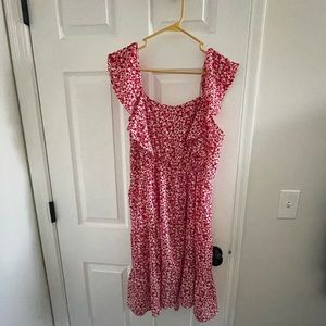 Worn once red floral dress, size large